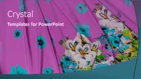  Presentation with tailor store - PPT theme enhanced with collection-of-fashionable-fabrics-samples background and a violet colored foreground