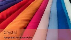  Presentation with fabrics - Slide deck enhanced with collection-of-fashionable-fabrics-samples background and a coral colored foreground