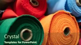  Presentation with fabrics - PPT theme having collection-of-fashionable-fabrics-samples background and a forest green colored foreground