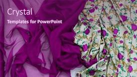  Presentation with fabrics - Slide set featuring collection-of-fashionable-fabrics-samples background and a violet colored foreground