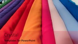  Presentation with tailor store - Presentation theme having collection-of-fashionable-fabrics-samples background and a red colored foreground