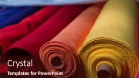  Presentation with tailor store - PPT theme featuring collection-of-fashionable-fabrics-samples background and a wine colored foreground