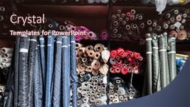  Presentation with fabrics - PPT theme featuring collection-of-fashionable-fabrics-samples background and a wine colored foreground