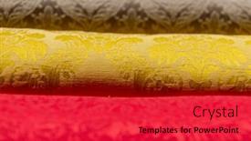  Presentation with tailor store - Slide set featuring collection-of-fashionable-fabrics-samples background and a red colored foreground