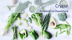  Presentation with fresh avocado - PPT theme consisting of broccoli lettuce celery beans capsicum background and a sky blue colored foreground