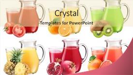  Presentation with juices - PPT layouts consisting of tropical jugos - collection of fresh juices background and a blonde colored foreground