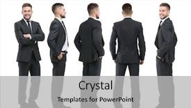  Presentation with full length portrait two men women brown sweater - Slide set consisting of collection of full length portraits background and a light gray colored foreground