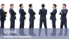  Presentation with full length portrait two men women brown sweater - Theme enhanced with collection of full length portraits background and a seafoam green colored foreground