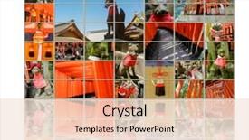  Presentation with fox - Slide set having tv wall fox statue thousands background and a coral colored foreground