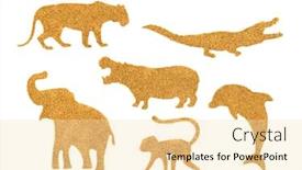  Presentation with animals - Beautiful theme featuring collection-of-golden-wild-animals backdrop and a lemonade colored foreground