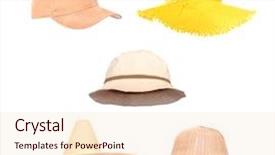  Presentation with summer - Slide set featuring collection of headwear for summer background and a lemonade colored foreground