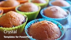  Presentation with muffins - Beautiful PPT layouts featuring collection of home made muffins on colorful silicon forms backdrop and a tawny brown colored foreground