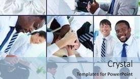  Presentation with office images - Audience pleasing presentation consisting of collection of images of businesspeople at work in office backdrop and a light blue colored foreground