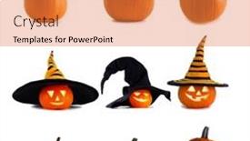  Presentation with designs - Cool new slide set with collection-of-jack-o-lantern backdrop and a gold colored foreground