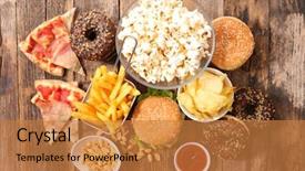  Presentation with junk food - Slide deck consisting of collection of junk food american background and a gold colored foreground