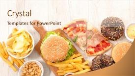  Presentation with junk food - Presentation design featuring collection of junk food background and a cream colored foreground