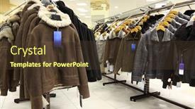  Presentation with focus - Amazing slide deck having collection-of-leathers-in-clothing backdrop and a tawny brown colored foreground