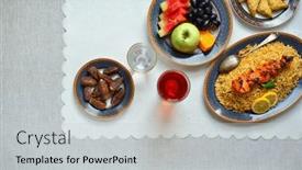  Presentation with iftar - Presentation theme enhanced with collection-of-middle-eastern-dishes background and a  colored foreground