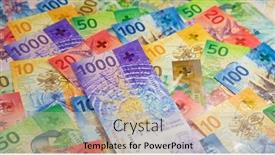  Presentation with banknotes - Presentation theme having collection-of-modern-swiss-banknotes background and a mint green colored foreground