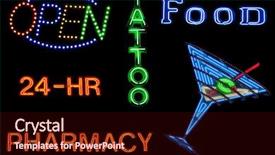  Presentation with las vegas sign - PPT layouts consisting of collection of neon signs background and a wine colored foreground