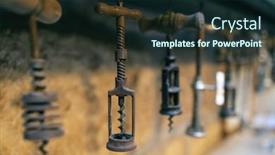  Presentation with corkscrew - PPT theme having collection-of-old-corkscrew background and a wine colored foreground