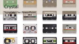  Presentation with old music - Slides having collection of old music cassette background and a coral colored foreground