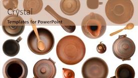  Presentation with pottery - Presentation design with collection-of-old-pottery-isolated background and a coral colored foreground