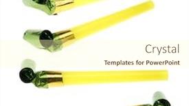  Presentation with party - Beautiful presentation theme featuring collection-of-party-horn-isolated backdrop and a cream colored foreground