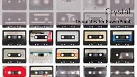  Presentation with audio - PPT theme enhanced with collection-of-retro-audio-tapes background and a light gray colored foreground