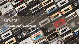  Presentation with audio - PPT layouts having collection-of-retro-audio-tapes background and a dark gray colored foreground