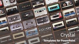  Presentation with audio - Cool new presentation theme with collection-of-retro-audio-tapes backdrop and a dark gray colored foreground