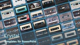  Presentation with audio - Colorful slides enhanced with collection-of-retro-audio-tapes backdrop and a ocean colored foreground