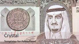  Presentation with saudi arabia - Presentation design enhanced with collection of saudi arabia riyal background and a mint green colored foreground