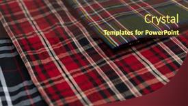  Presentation with fabrics - PPT theme featuring collection-of-scottish-fashionable-fabrics background and a tawny brown colored foreground
