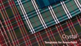  Presentation with tailor store - Presentation having collection-of-scottish-fashionable-fabrics background and a tawny brown colored foreground