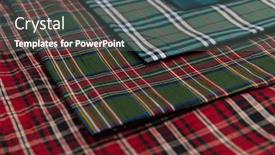  Presentation with tailor store - Slide set having collection-of-scottish-fashionable-fabrics background and a gray colored foreground