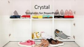  Presentation with shoes - Colorful slide deck enhanced with collection of shoes on shelves backdrop and a lemonade colored foreground