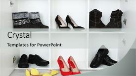 Presentation with shoes - Cool new presentation with collection of shoes on shelves backdrop and a  colored foreground