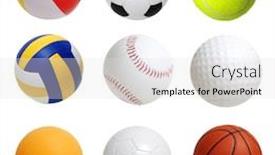  Presentation with sport - Presentation enhanced with collection-of-sport-balls-isolated background and a light gray colored foreground