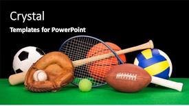  Presentation with sports volleyball - Theme enhanced with collection-of-sports-equipment-suck background and a black colored foreground