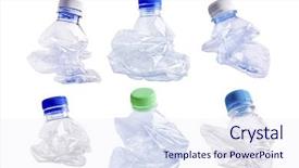  Presentation with plastic bottle pollution - Slides featuring collection of squashed plastic bottle background and a sky blue colored foreground