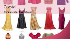  Presentation with women - Audience pleasing slides consisting of collection of stylish evening dress backdrop and a coral colored foreground