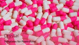 Presentation with medicines - Theme having collection-of-the-colorful-capsules background and a coral colored foreground