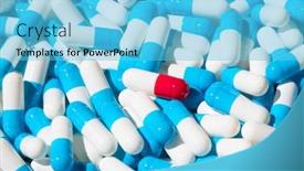  Presentation with medicines - PPT theme enhanced with collection-of-the-colorful-capsules background and a light blue colored foreground