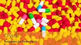  Presentation with medicines - Theme consisting of collection-of-the-colorful-capsules background and a gold colored foreground