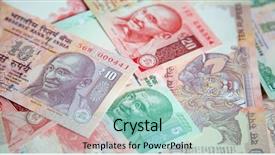  Presentation with banknotes - PPT theme featuring collection of the indian banknotes background and a mint green colored foreground