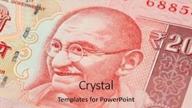  Presentation with banknotes - Theme with collection of the indian banknotes background and a coral colored foreground