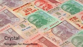  Presentation with indian government - PPT theme enhanced with collection of the indian banknotes background and a coral colored foreground