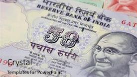  Presentation with banknotes - PPT theme having collection of the indian banknotes background and a light gray colored foreground