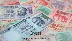  Presentation with banknotes - Slide deck with collection of the indian banknotes background and a light blue colored foreground